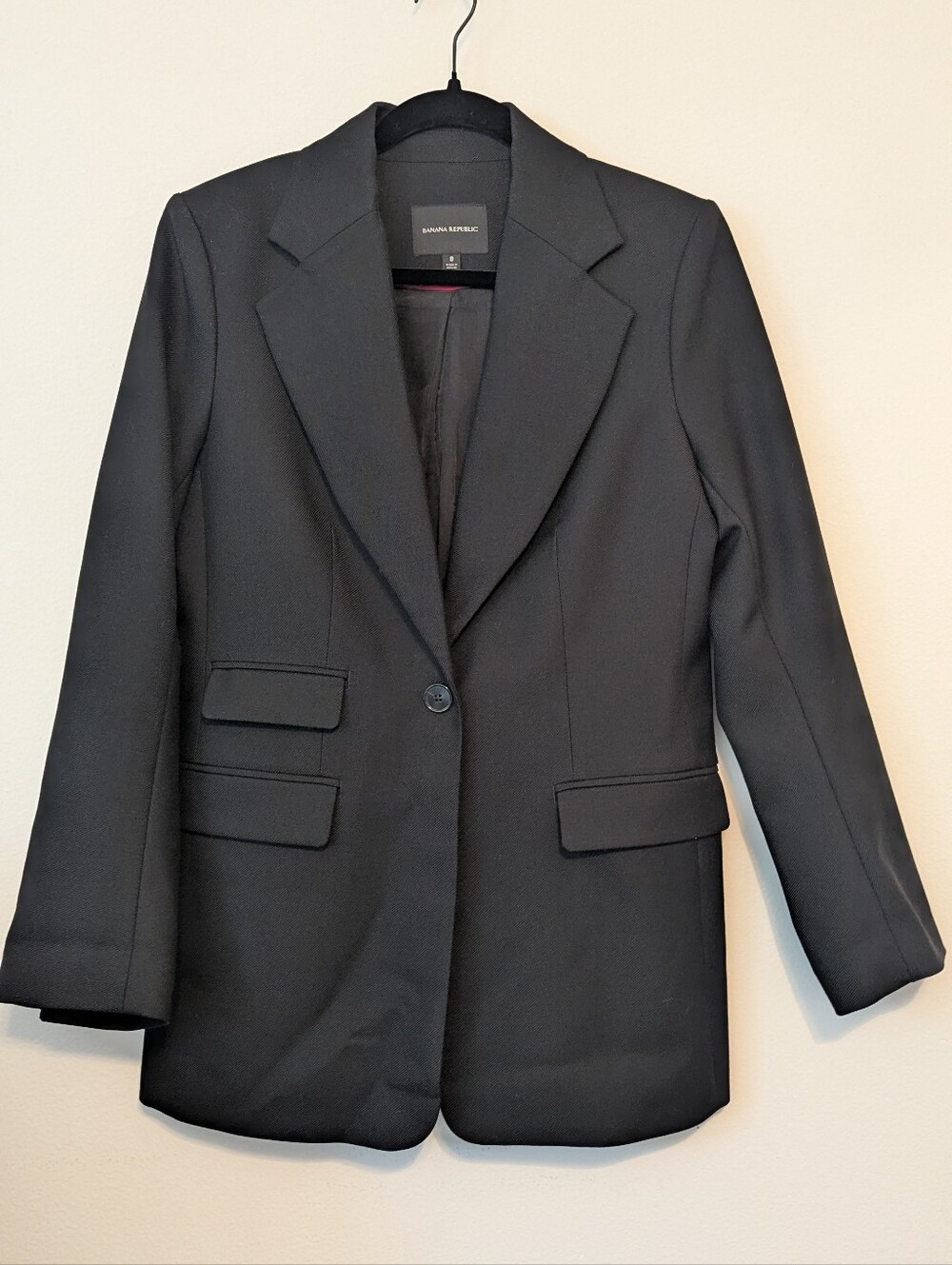 Banana Republic Black Lido Sculpted Italian Wool Blazer Size 8